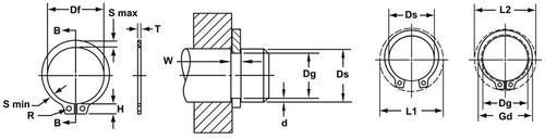 External Metric Phosphated Standard Retaining Ring  DSH-232-PA
