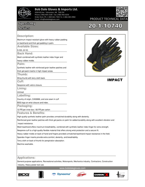 Mechanics Clarino® Leather Anti-Vib Gel Palm Yellow/Black  20-1-10740