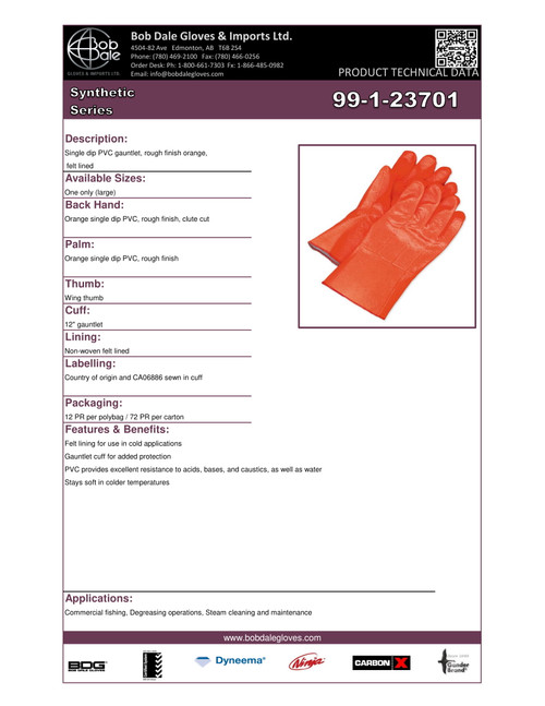 BDG® Synthetic PVC Coated Fleece Gauntlet  99-1-23701