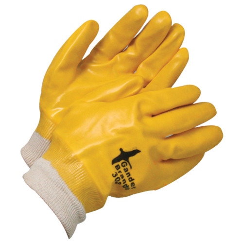 Gander® PVC Single Dipped Cotton Knit Glove Yellow w/White Knitwrist  99-1-302