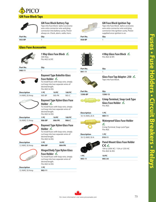 50 Pc. Glass Fuse Tap Adapter  1590-15