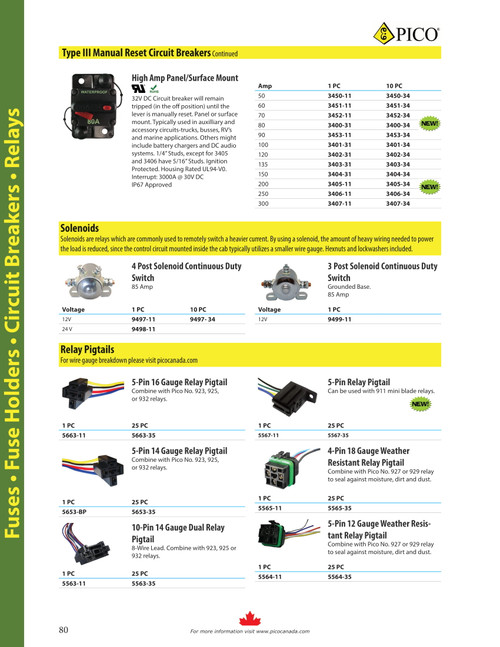 10 Pc. 300A TYPE III Breaker Manual Reset Circuit Breaker  3407-34