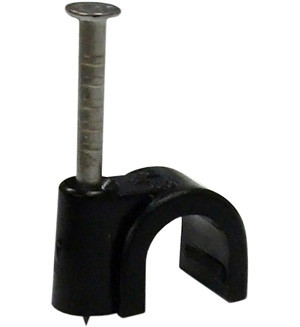 100 Pc. 7mm Black Plastic Cable Clip w/Nail  7605-0-C