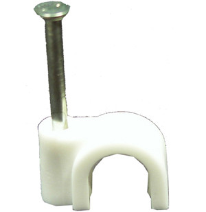 8 Pc. 9mm White Plastic Cable Clip w/Nail  7607-BP