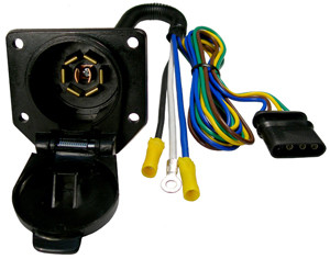 Round 7 Blade / Flat 4 Pin Trailer Connector w/Bracket  7713-11