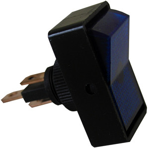 SPST Blue Illuminated On-Off Rectangular Rocker Switch  9412-1-11