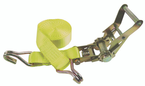 Yellow Polyester Ratchet Strap 1" x 20' w/Double J-Hooks  11187