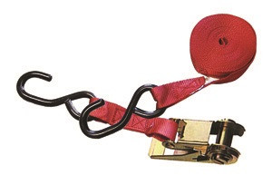 Red Polyester Ratchet Straps 1 x 15' w/S-Hooks Carded (4/pk)  12321