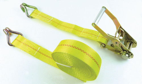Yellow Polyester Ratchet Strap 2" x 15' w/Double J-Hooks 4,000 lbs.  12341