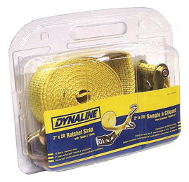 Yellow Polyester Ratchet Strap 2" x 20' w/Double J-Hooks 10,000 lbs.  12346