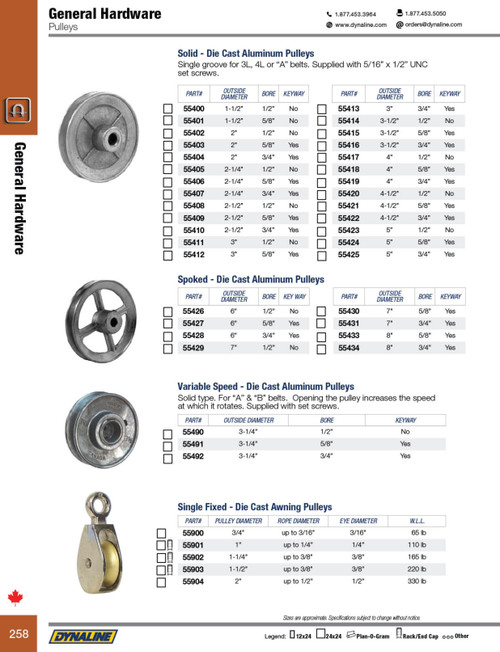 Aluminum Die Cast Sheave 4-1/2 x 3/4"  55422