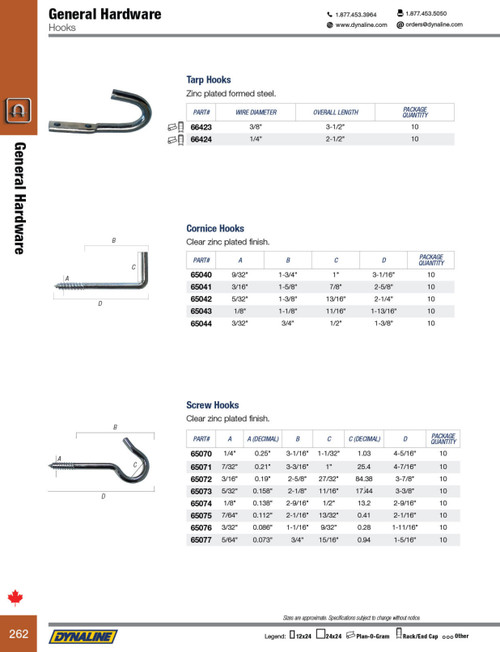 Lag Cornice Hook 2-5/8" (10/pk)  65041