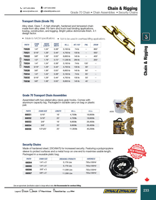 1/4" x 3' @ 5000lbs. Trailer Safety Chain  66084