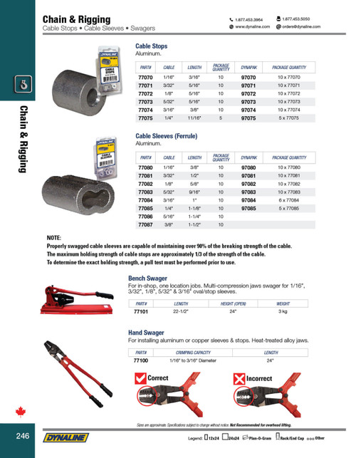 Wire Rope Swage Stop 1/8"  77072