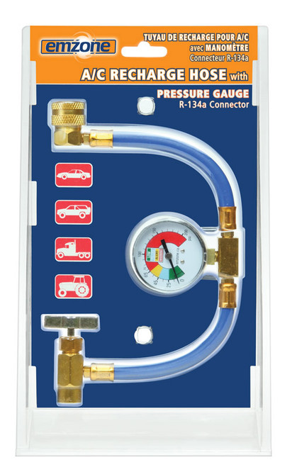 13" Brass Valved Recharge Hose w/Gauge  45715