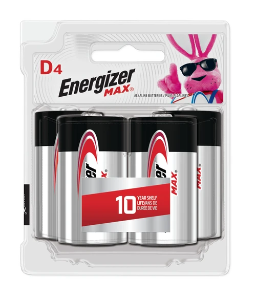 D 1.5V MAX® Alkaline Battery (4/pk)    E95BP-4