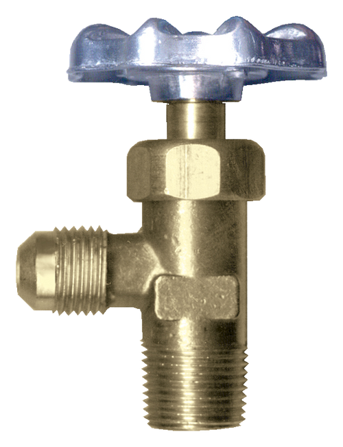 3/8 x 3/8" Brass Male 45° SAE Flare - Male NPT 90° Angle Valve   1049-6C
