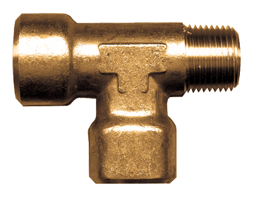 3/8 x 3/8 x 3/8" Forged Brass Female NPT - Male NPT - Female NPT Tee  107-C