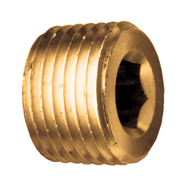 1/4" Brass Male NPT Countersunk Hex Plug  118-B