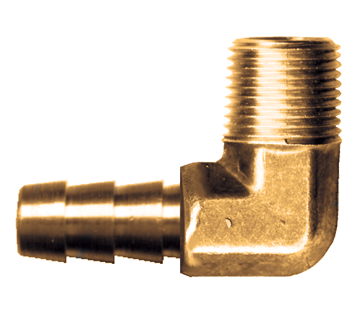 3/8 x 1/4" Brass Hose Barb - Male NPT 90° Elbow  139-6B