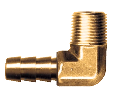 3/8 x 3/8" Brass Hose Barb - Male NPT 90° Elbow  139-6C