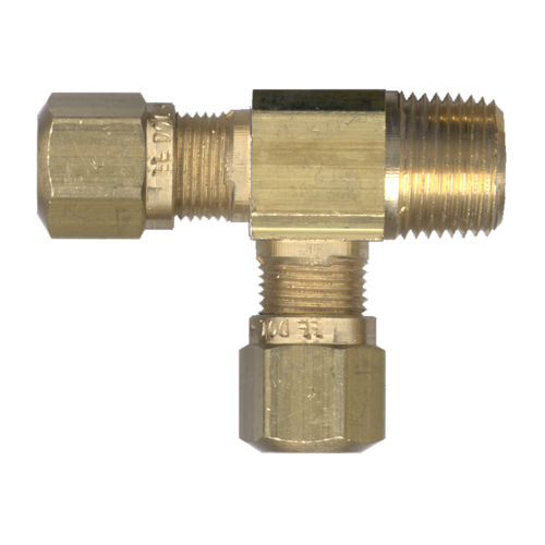 3/4 x 1/2 x 3/4" Brass DOT Poly Line Compression - Male NPT - DOT Poly Line Compression Tee  1471-12D