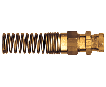 3/8 x 1/4" Brass DOT Air Brake Hose Compression Nut/Sleeve/Coupler Swivel Assembly w/Spring Guard  1493SW-6B