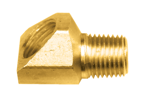 3/8 x 1/4" Brass Female 45° SAE Inverted Flare - Male NPT 45° Street Elbow  154-6B