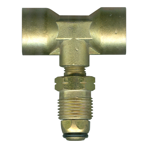 .885"-14 Brass Dual Female POL (CGA510) - Male POL (CGA510) Forged Propane Manifold Tee  2001-SE
