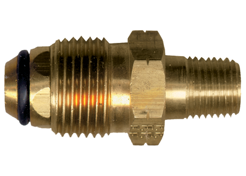 .885"-14 x 1/4" Brass Male POL (CGA510) - Male NPT Propane Tailpiece w/Restrictive Orifice  2003-T-GH-60