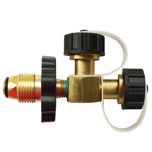 .885"-14 x 1"-20 x 1"-20 Brass Male POL (CGA510) - Dual Male Primus Propane Branch Tee w/Handwheel  2099