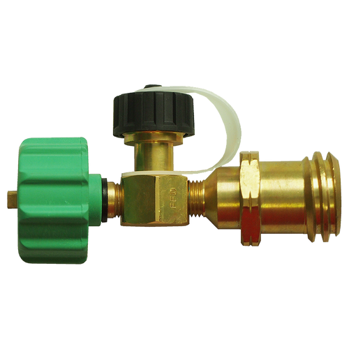 1-5/16" x 1"-20 x 1-5/16" Green Nylon Female QCC1 - Brass Male Primus - Male QCC1 Propane Branch Tee  2499