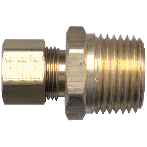 5/8 x 1/2" Brass Poly Tube Compression w/Fixed Insert - Male NPT Connector  468-10D