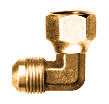 3/8 x 3/8" Brass Female Swivel 45° SAE Flare - Male 45° SAE Flare 90° Elbow  47-66