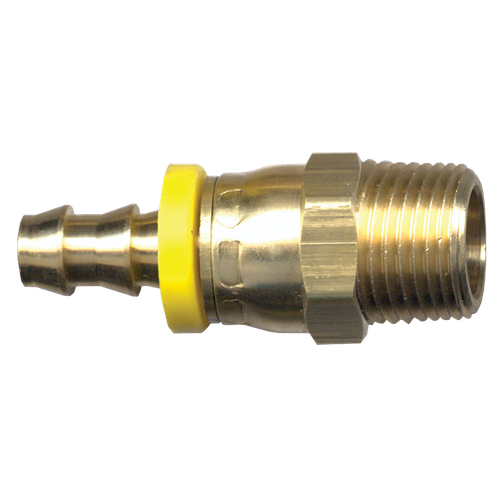 1/4 x 1/4" Brass Grip-Tite Hose Barb - Male NPT Swivel Connector  725SW-4B
