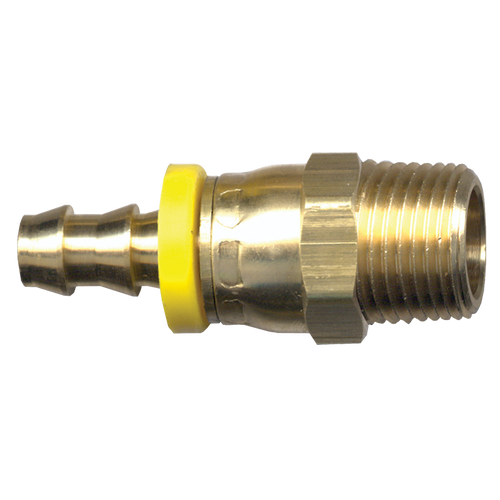1/2 x 3/8" Brass Grip-Tite Hose Barb - Male NPT Swivel Connector  725SW-8C