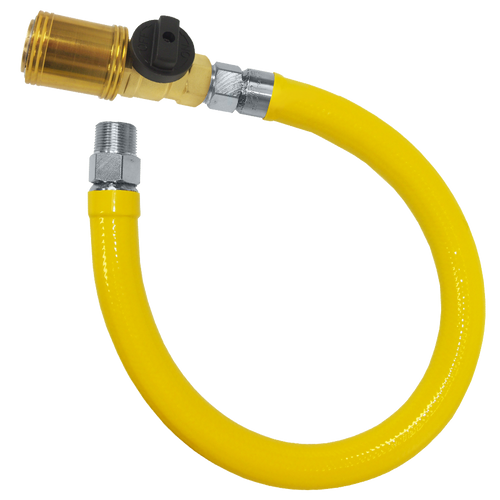 1 x 36" Male NPT Swivel Yellow Coated S/S Natural Gas Hose Assembly w/Quick Disconnect  ACM-100-GAS-SPQD36