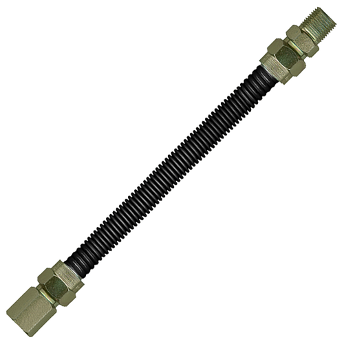 3/8 x 18" Male NPT Black Coated S/S Natural Gas Hose Assembly  ACSBLK-375MM-18