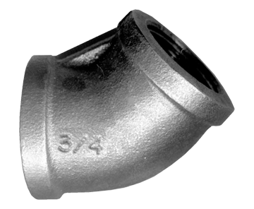 2-1/2" Sch. 40 Black Iron Female NPT 45° Elbow  BI-105-N