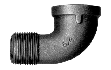 1-1/4" Sch. 40 Black Iron Male NPT - Female NPT 90° Street Elbow  BI-116-J