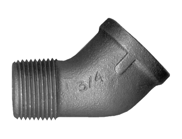 3/4" Sch. 40 Black Iron Male NPT - Female NPT 45° Street Elbow  BI-124-E