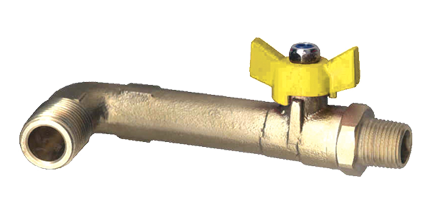 1/2 x 3/8" Brass 200 PSI Male NPT - Male NPT 90° Utility Valve  BV1199-DC