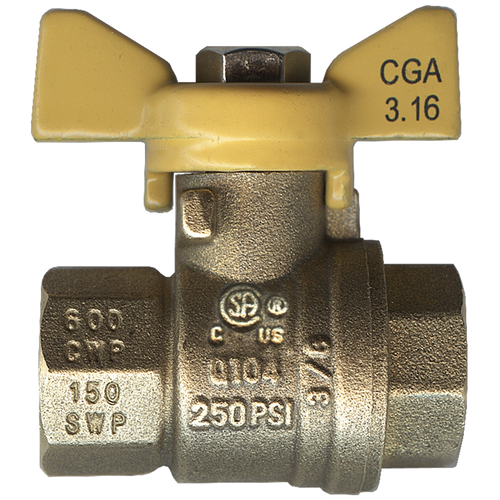 3/8" Forged Brass 125 PSI Female NPT Natural Gas Ball Valve  BVT2103-C