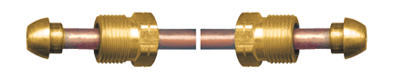 3/8 x 12" Copper Tube - Brass Male Short Nose POL (CGA510) - Male Short Nose POL (CGA510) Hogtail  CP-2712