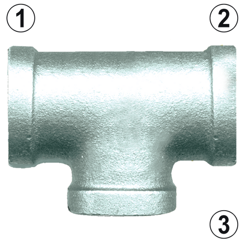 3/8" Sch. 40 Galvanized Iron Female NPT Tee  GI-101-C