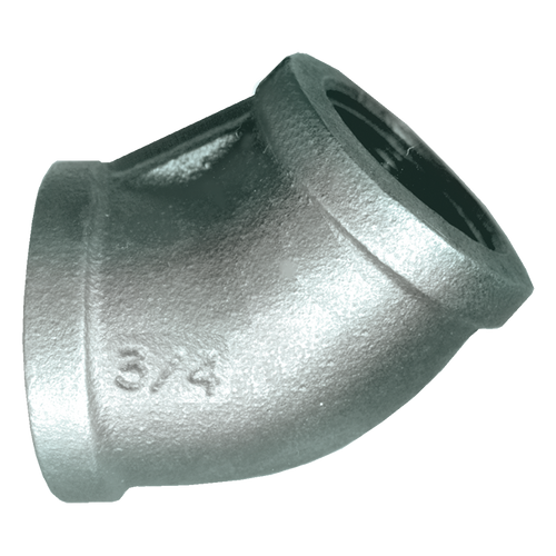 4" Sch. 40 Galvanized Iron Female NPT 45° Elbow  GI-105-S