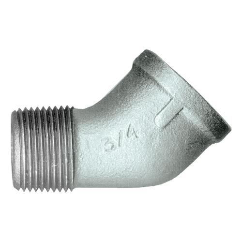 3/8" Sch. 40 Galvanized Iron Male NPT - Female NPT 45° Street Elbow  GI-124-C