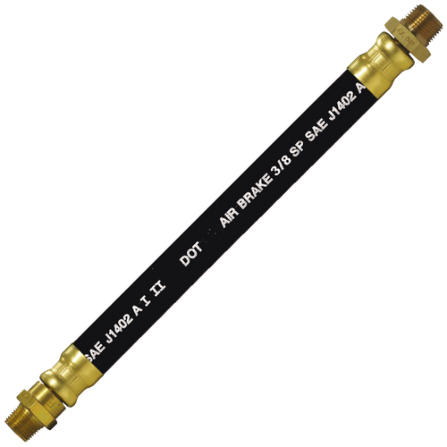 3/8 x 18" Black Rubber DOT SAE J1402 Air Brake Hose Assembly  HAB-6-18CLSC