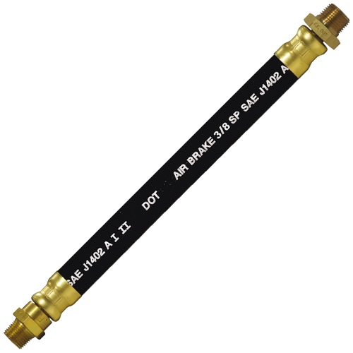 3/8 x 44" Black Rubber DOT SAE J1402 Air Brake Hose Assembly  HAB-6-44CLSC