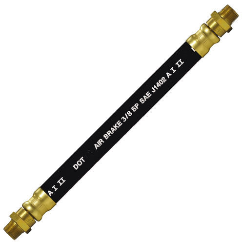 3/8 x 54" Black Rubber DOT SAE J1402 Air Brake Hose Assembly  HAB-6-54C-LSW